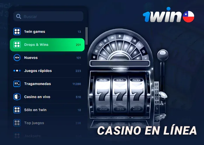 Salón de casino de 1win con el menú de categorías